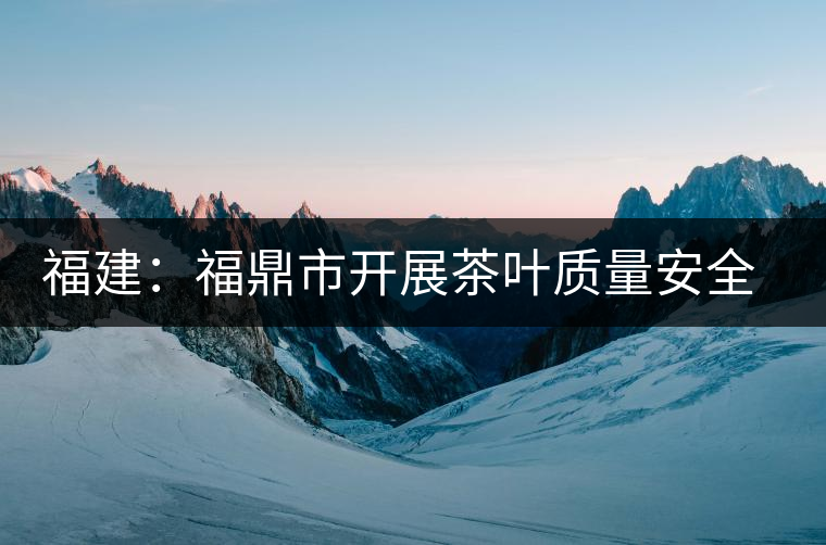 福建:福鼎市開展茶葉質量安全專項執(zhí)法檢查 福建:福鼎市開展茶葉質量安全專項執(zhí)法檢查
