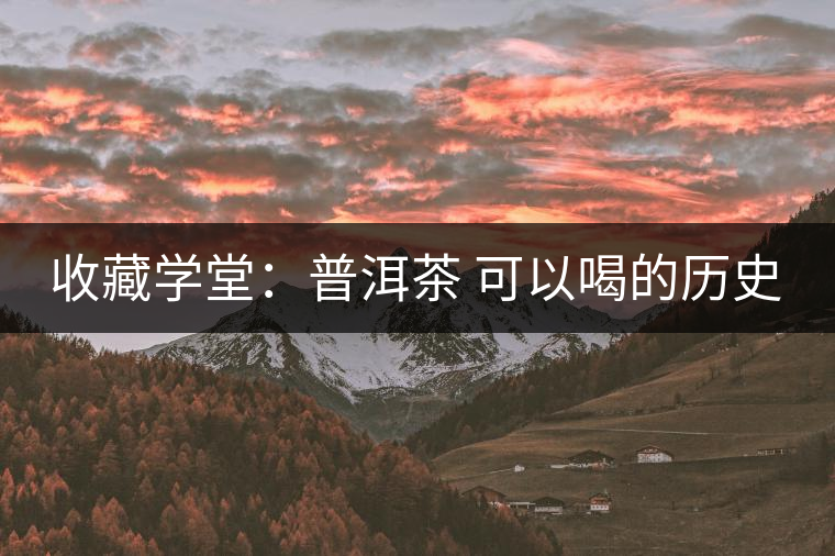 收藏學堂:普洱茶 可以喝的歷史 收藏學堂:普洱茶 可以喝的歷史
