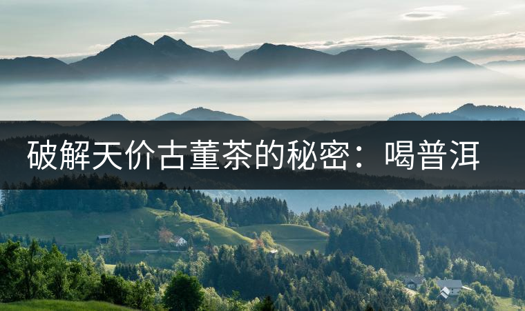 破解天價古董茶的秘密：喝普洱茶成了喝故事，喝包裝紙