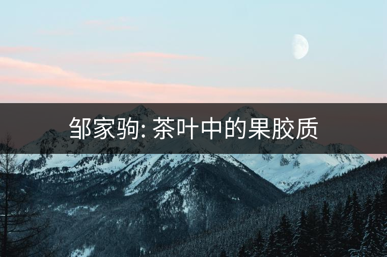 鄒家駒: 茶葉中的果膠質(zhì) 鄒家駒: 茶葉中的果膠質(zhì)
