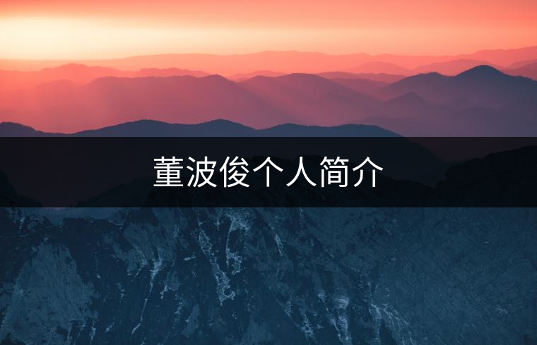 董波俊個人簡介 董波俊個人簡介