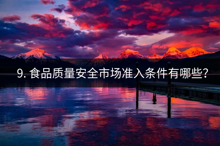 ? 9. 食品質(zhì)量安全市場準入條件有哪些？