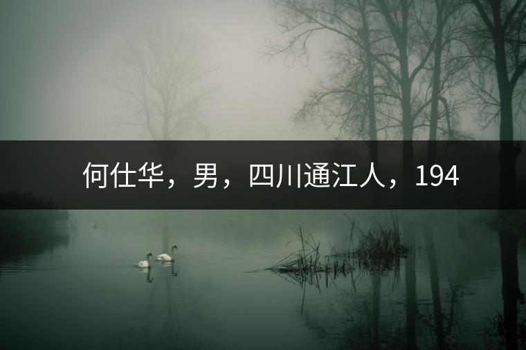 　　何仕華，男，四川通江人，1942年7月生，高級工程師、副研究員，曾任云南省高級工程師高評委委員，云南省老科協(xié)茶葉分會副會長，云南省普洱茶葉協(xié)會技術(shù)委員會副主任，云南省普洱茶研究中心研究員，獲覺農(nóng)勛章獎、老茶人貢獻(xiàn)獎，全國弘揚(yáng)茶文化突出貢獻(xiàn)獎。